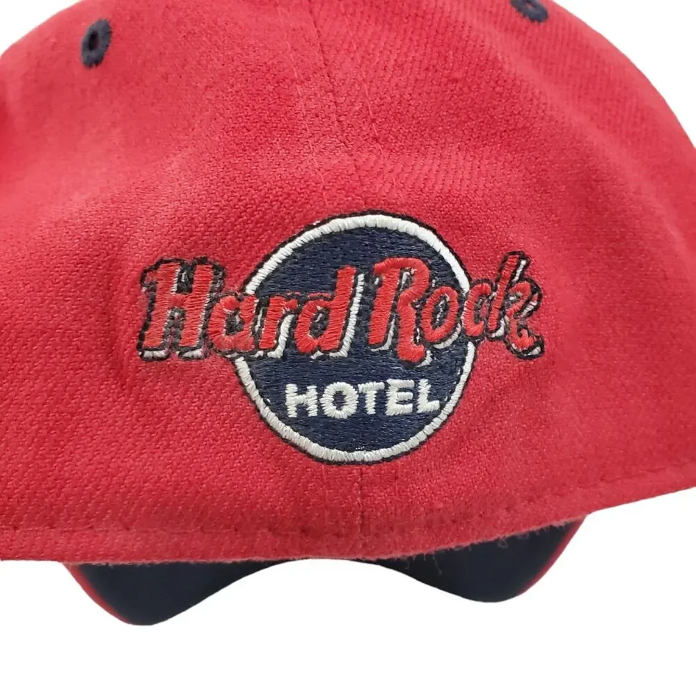 HARD ROCK CAFE Hat Cap Adult Red Blue ORLANDO Old English H Embroidered Fitted
